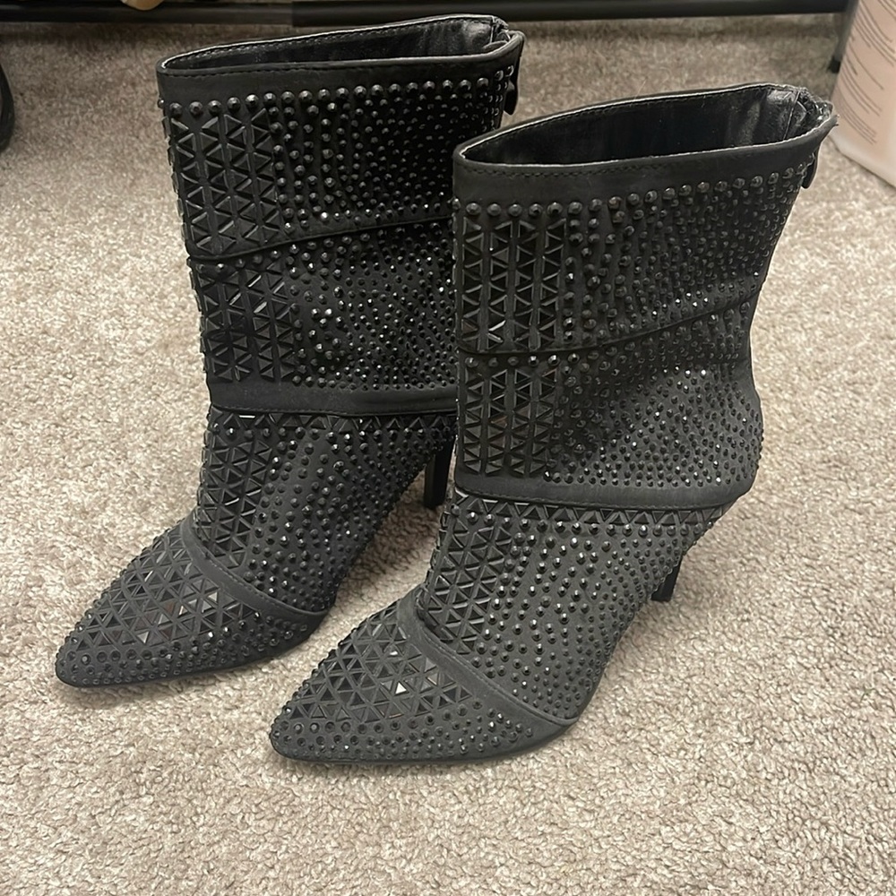 Black bedazzled boots